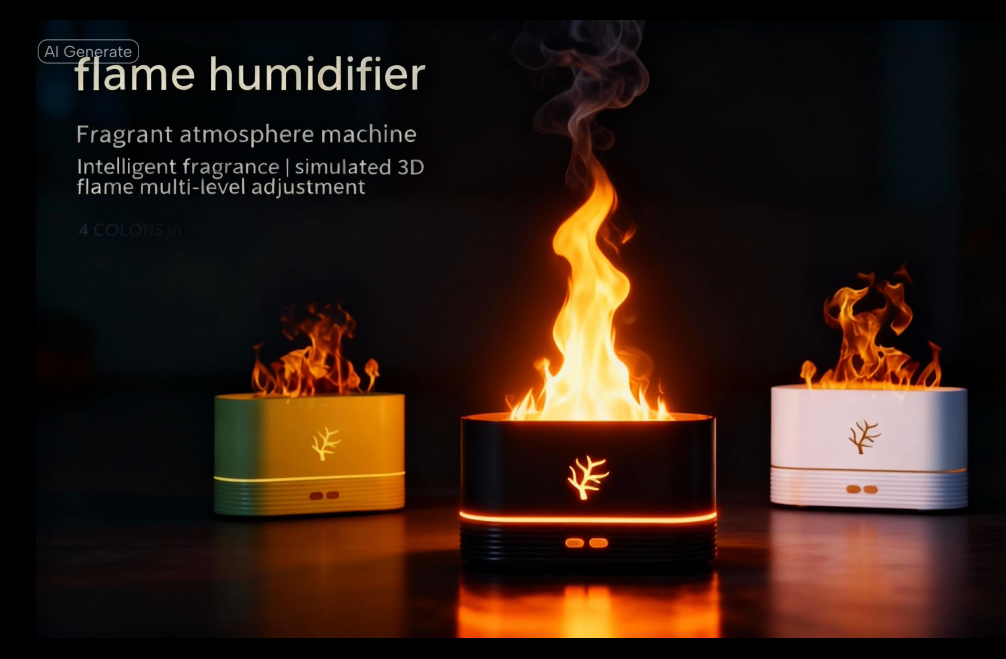 Flame Humidifier USB Smart Timing LED Electric Aroma Diffuser