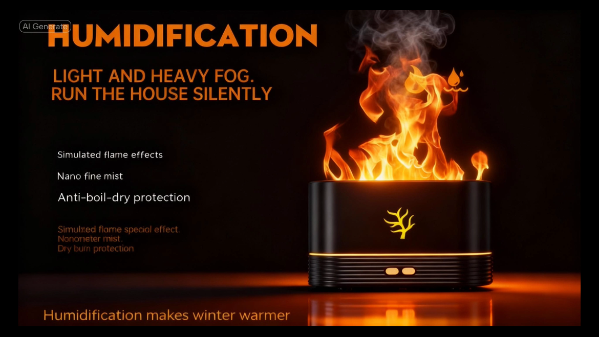 Flame Humidifier USB Smart Timing LED Electric Aroma Diffuser